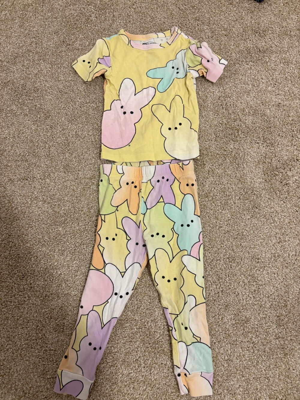 Peeps Pastel Bunny 2 Piece Pajama Set 3T Easter Long Sleeve Kids